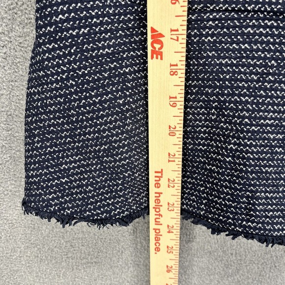 BCBGMAXAZRIA Tweed Peplum Top Womens Size S navy Blue Zip Front Short sleeves - Picture 11 of 12